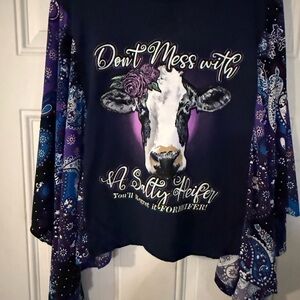 Purple Graphic Long Sleeve Top